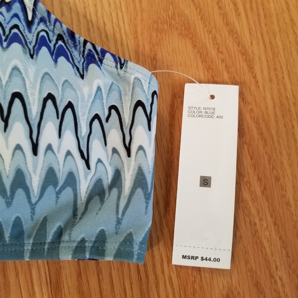 🎉HP🎉 NWT Blue Wavey Stripe Bikini Top Metal Ring - Picture 6 of 8